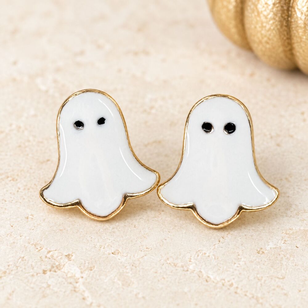 Ghost Enamel Stud Earrings - Halloween Jewelry
